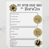 Pet Sitter Cheat Sheet Paper Sheet (正面/裏面)