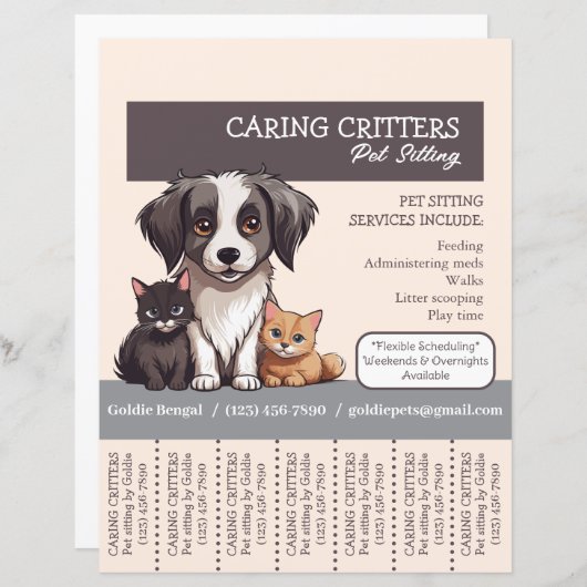 Pet Sitter Tear-Away Flyer (正面/裏面)