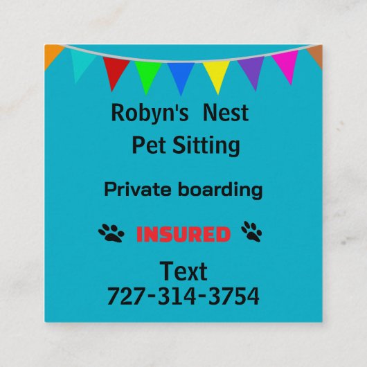 Pet Sitting  スクエア名刺 (裏面)