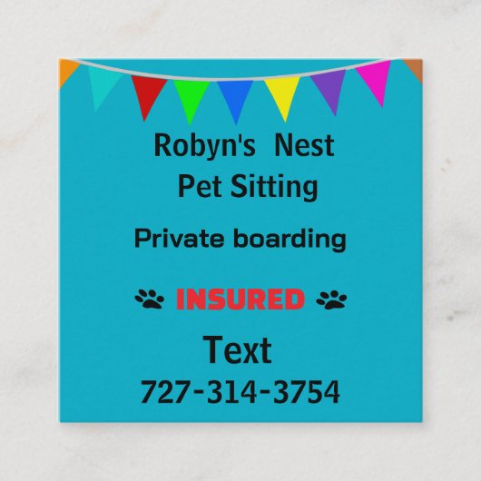 Pet Sitting  スクエア名刺 (正面)