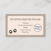 Pet Sitting Business Card 名刺 (裏面)
