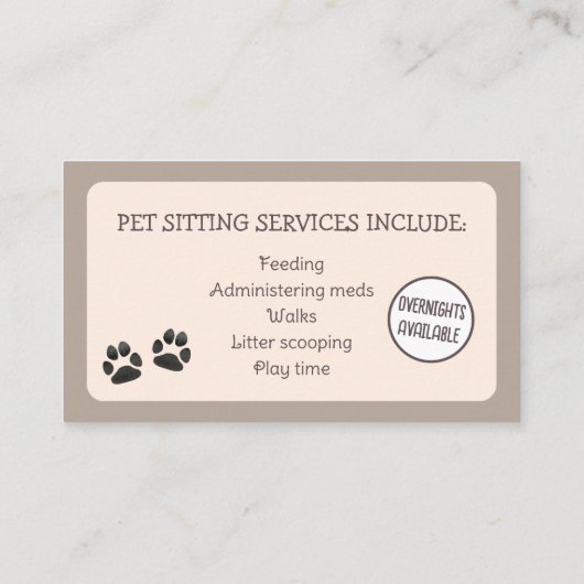 Pet Sitting Business Card 名刺 (裏面)