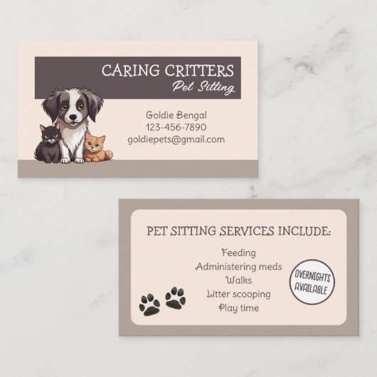 Pet Sitting Business Card 名刺 (正面/裏面)