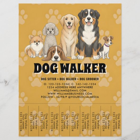 Pet Sitting Dog Walker Custom Promotional チラシ (正面)