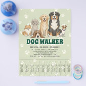 Pet Sitting Dog Walker Custom Promotional Green チラシ (シングル)
