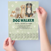 Pet Sitting Dog Walker Custom Promotional Green チラシ (手)