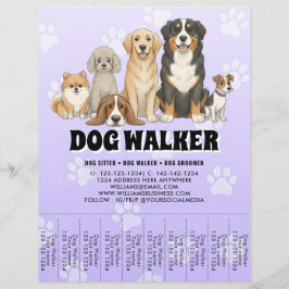 Pet Sitting Dog Walker Custom Promotional Purple チラシ