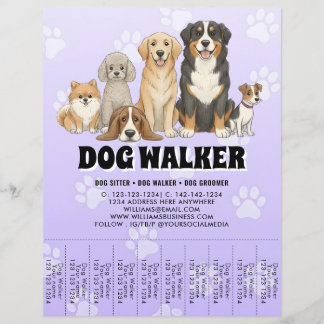 Pet Sitting Dog Walker Custom Promotional Purple チラシ