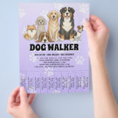 Pet Sitting Dog Walker Custom Promotional Purple チラシ (手)