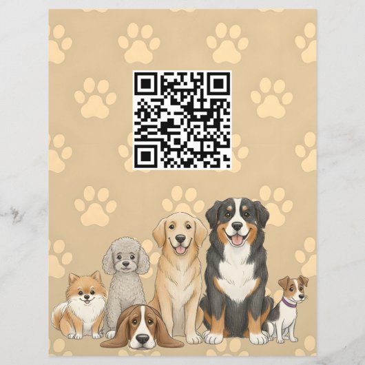 Pet Sitting Dog Walker Custom Promotional QR Code チラシ (裏面)