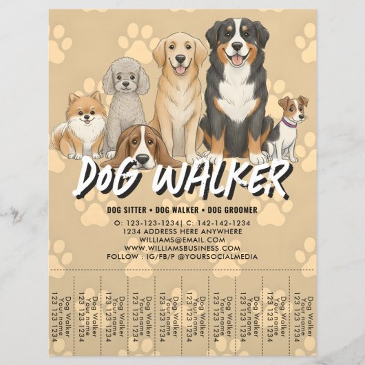 Pet Sitting Dog Walker Custom Promotional QR Code チラシ (正面)