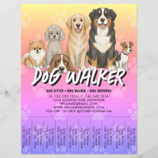 Pet Sitting Dog Walker Custom Promotional Vibrant チラシ