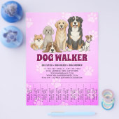 Pet Sitting Dog Walker Promotional Vibrant Pink チラシ (シングル)
