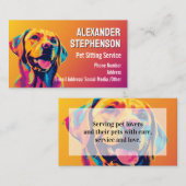 Pet Sitting Service Dog Walking Pop Art Golden Lab 名刺 (正面/裏面)