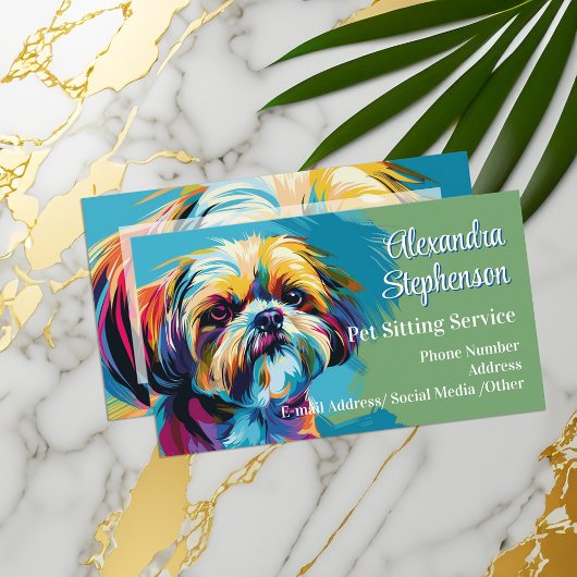 Pet Sitting Service Dog Walking Pop Art Shih Tzu 名刺
