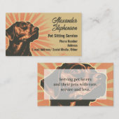 Pet Sitting Service Dog Walking Retro Black Lab 名刺 (正面/裏面)