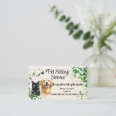 Pet Sitting Service Watercolor Butterfly Dog Cat 名刺 (スタンド正面)