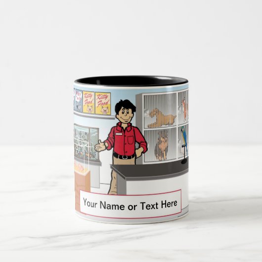 Pet Store – 男性マンガ(PrintedPerfection.com) ツートーンマグカップ (中央)