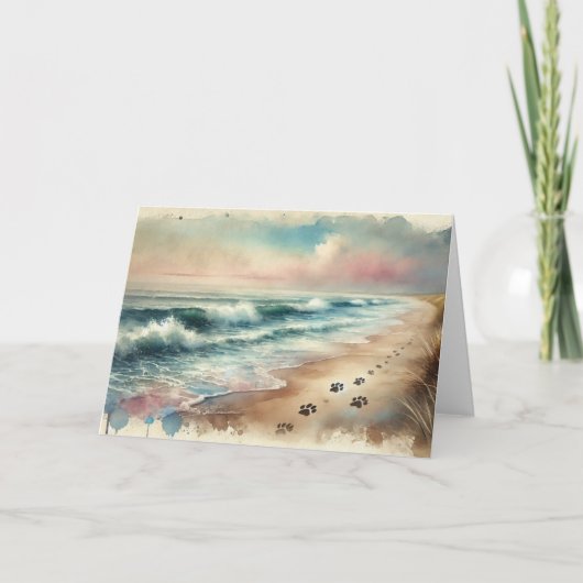 Pet Sympathy Beach Watercolor Card カード (正面)