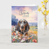 Pet Sympathy Bluetick Coonhound Dog Wildflowers カード (黄色い花)