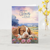 Pet Sympathy Brittany Spaniel Dog Wildflowers カード (黄色い花)