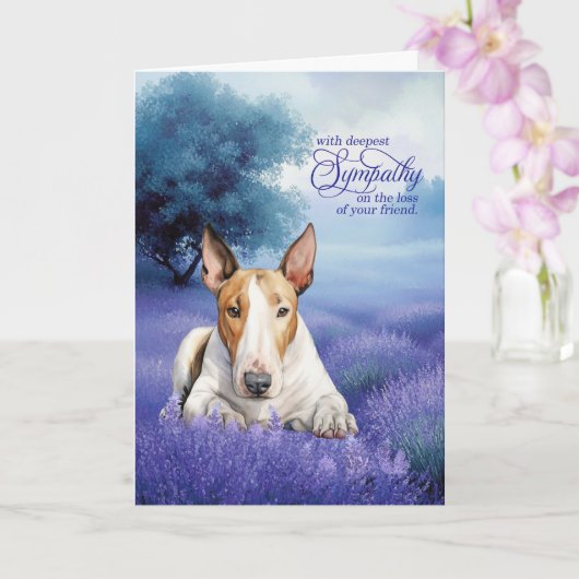 Pet Sympathy Bull Terrier Dog Serene Lavender カード (蘭)