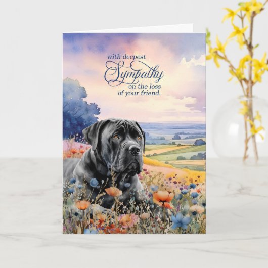 Pet Sympathy Cane Corso Dog Wildflowers カード (黄色い花)