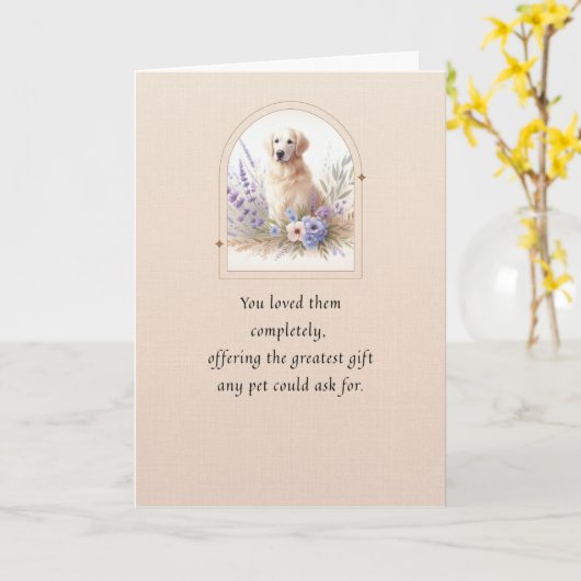 Pet Sympathy Card Dog Flower Frame Series カード (黄色い花)