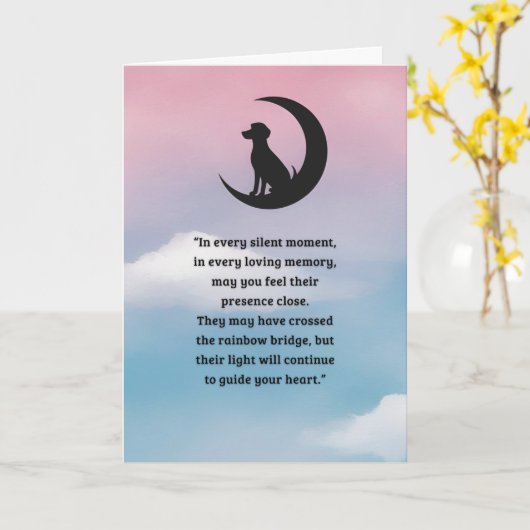 Pet Sympathy Card Moon Dog Series カード (黄色い花)