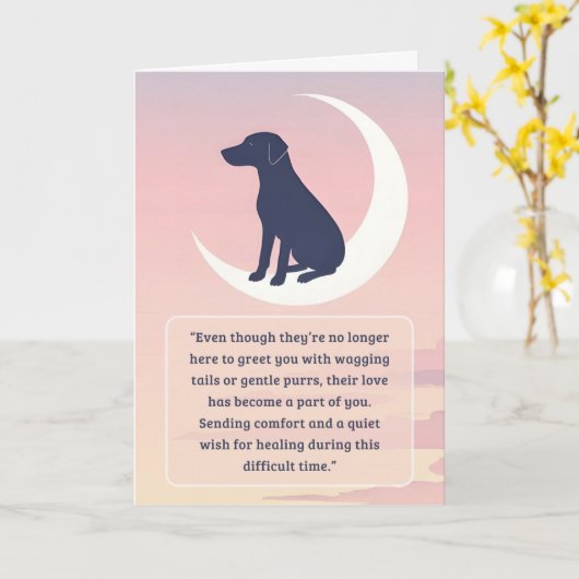 Pet Sympathy Card Moon Dog Series カード (黄色い花)