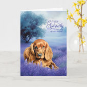 Pet Sympathy Cocker Spaniel Dog Lavender カード (黄色い花)