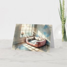 Pet Sympathy Empty Bed Watercolor Card カード