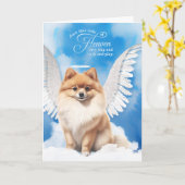 Pet Sympathy Loss Dog Sable Pomeranian Angel カード (黄色い花)