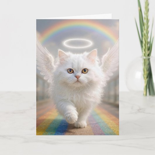 Pet Sympathy Persian Cat with Angel Wings カード (正面)