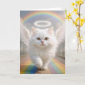 Pet Sympathy Persian Cat with Angel Wings カード (黄色い花)