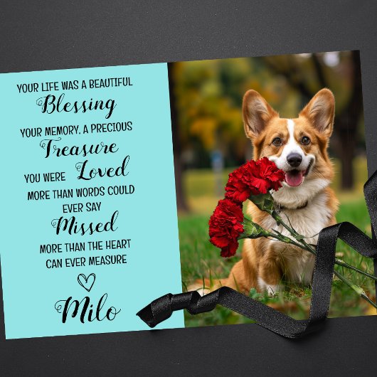 Pet Sympathy Personalized Photo Pet Loss Card カード