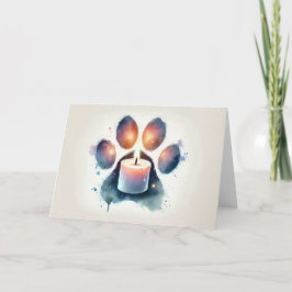 Pet Sympathy Watercolor Loss Paw Print with Candle カード