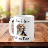  Pet Tea Time Brown beagle Personalize コーヒーマグカップ