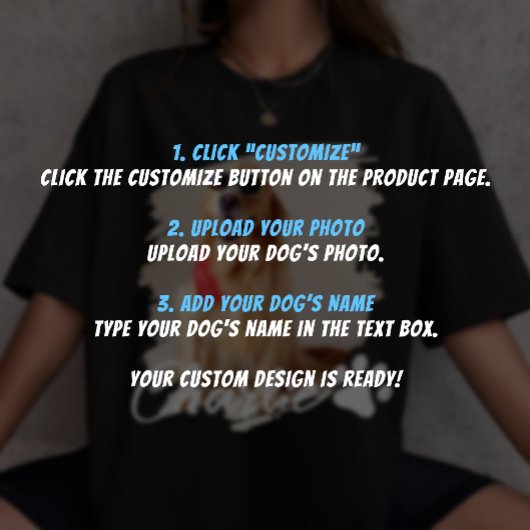 Pet Typograpy Simple Modern Custom Dog Photo Name  Tシャツ