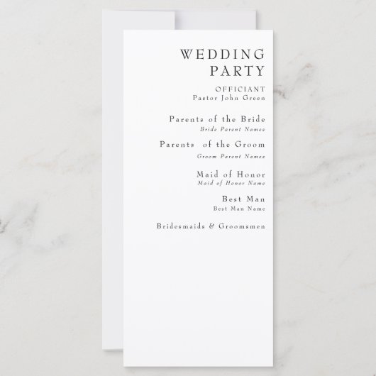 Pet White Wedding Program (裏面)