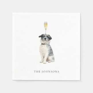 Pet with Champagne Glass Wedding スタンダードカクテルナプキン