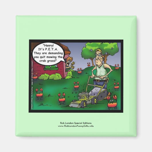 PETAとCrabgrassのカートゥーン面白マグネット マグネット (正面)