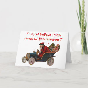PETAのクリスマスカードへの車の感謝を運転するサンタ シーズンカード