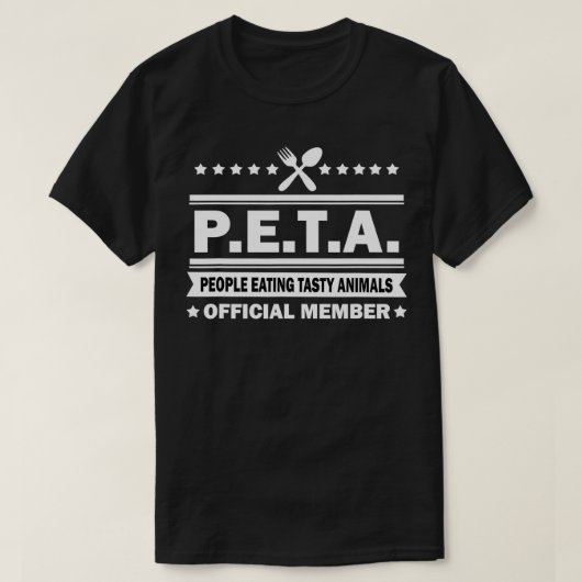 PETAピープル食べズおいしい動物のアンチおもしろいベジータ Tシャツ (デザイン正面)