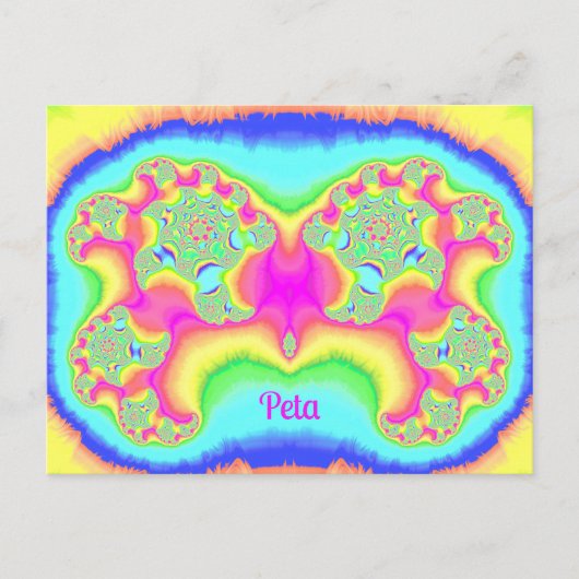 PETA 〜 BOLD 〜 蛍光ピンク 〜 3D フラクタル デザイン 〜 ポストカード (正面)