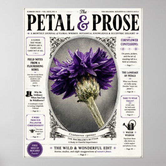 Petal and Prose アンティークな花の雑誌の表紙 ポスター (正面)