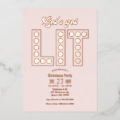 Petal Glow Let's Get Lit Retro Christmas Party 箔招待状 (正面)