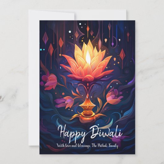 Petal Light Wishes Diwali card 招待状 (正面)