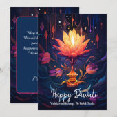 Petal Light Wishes Diwali card 招待状 (正面/裏面)