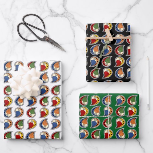 Petal Paisley Rhythm ラッピングペーパーシート (正面)